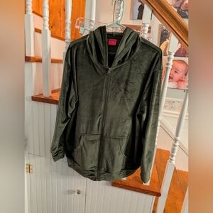 Green Zip-Up  Velour Two Piece Jogger